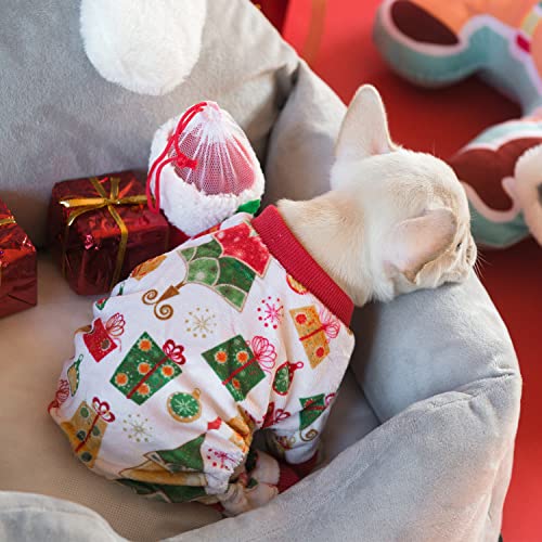 Image of CuteBone Small Dogs Christmas Outfit Soft Puppy Onesies Pjs Dog Pajamas Pet Coat Cat Apparel Comfy Doggie Jumpsuit Bodysuit for All Seasons