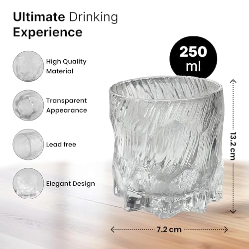 Image of UMAI Whiskey Glasses Set of 2 (270ml Each) | Diwali Gift | Lead Free Neat Whiskey Glass | Heavy Bottom Drinking Glass | Crystal Glass Diwali Gift | Glass for Drinks | Cocktail Glasses