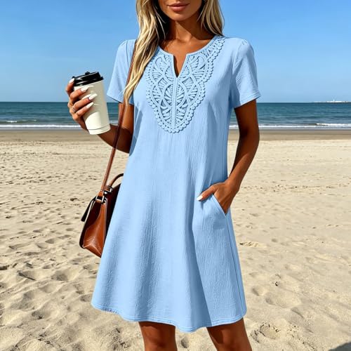 Robe midi fluide à manches courtes col en v robe de plage décontractée chic