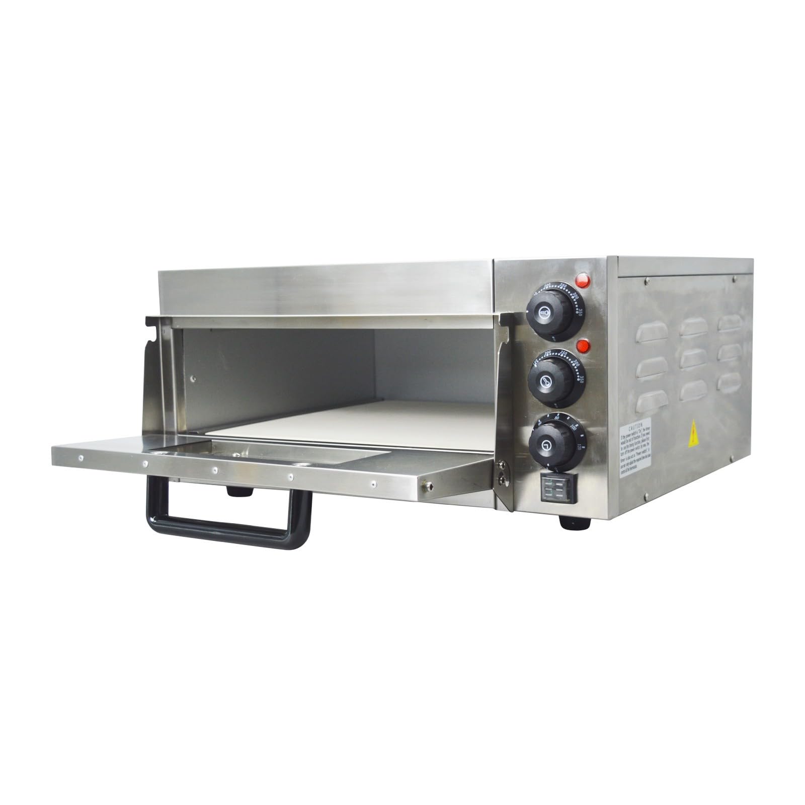 Horno de pizza comercial de 110 V, máquina de hornear de pizza de una sola cubierta, horno portátil de acero inoxidable de 2KW con control de tiempo 0-120 minutos para el hogar y el 7