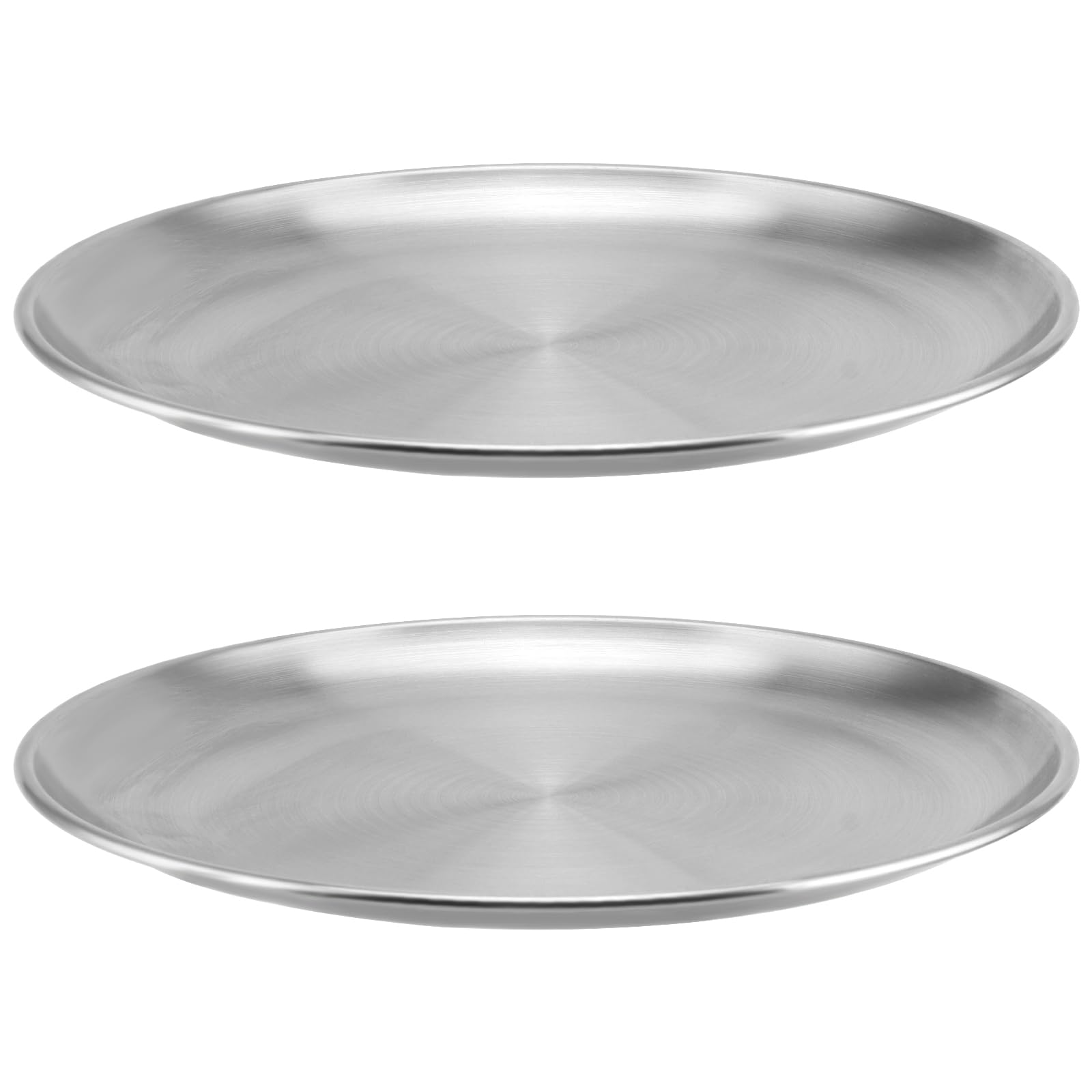 MUKCHAP 4 PCS 30cm Stainless Steel Dinner Plates, Metal Serving Dishes, Silver Camping Plate for Camping BBQ Steak Salad Snack - Image 4