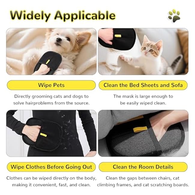 Pet Hair Removal Glove for Cats & Dogs, 2PCS Electrostatic Gloves Pet Hair Removal, Pet Hair Remover Brushing Glovesfor HairRemoval, for Couch, Furniture, Carpet, Curtain-GlMY3UY9