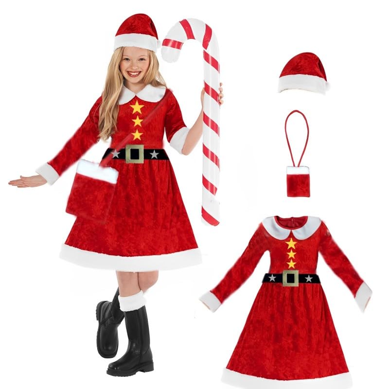 Rudra Fancy Dress Velvet Fabric Santa Clause Fancy Dress Costume For Girls with Cap, Belt (11-12 Years, Santa Girls with ditachable belt & Cap) (B0CP2HYSBV) Amazon Price History, Amazon Price Tracker