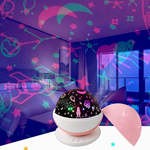 LUCKDANO de Luz LED de Colores con Bola Mágica - Luz Nocturna Giratoria con Animales y Patrones de Estrellas - Alimentado por USB y Funciona con Pilas Perfecto para Discoteca, KTV, Bar, Fiesta en