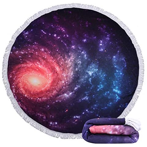 Violet Mist Purple Galaxy Round Beach Towel Cover