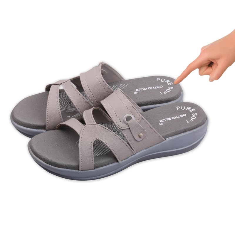 Image of ORTHO CLUB Women Orthopedic Comfort Slippers | Soft Cushioned Footbed | Anti-Slip Sole | Lightweight Daily Wear Sandals for Home & Outdoor Use