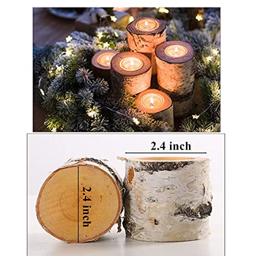 Rustic Wedding Birch Log Tealight Candle Holder Wood Table Decor Wooden Candle Holder Party Decoration (Pack Of 3(Assorted Height)) #TOP6