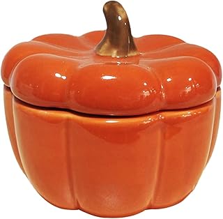 SOLUSTRE Ceramic Candle Holder Pumpkin Shape Candlestick Holder Pumpkin Soup Bowl with Lid for Halloween Thanksgiving Home Table Decoration