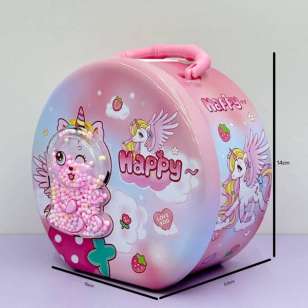 Image of Money Saving Bank with Coin Slot / /Creative Cartoon Design Money Bank / /Plastic Piggy Bank for Boys & Girls (Pack of 1) (Magical Unicorn Piggy - Pink)