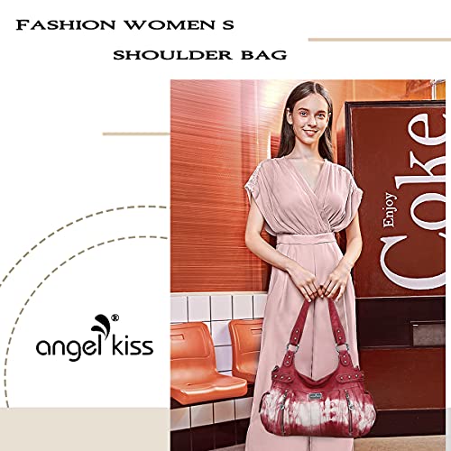 Angelkiss Large Purses and Handbags for Women Washed Faux Leather Crossbody Hobo Satchel Shoulder Handbag Tote Purse