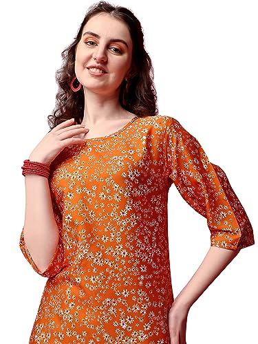 Image of Yashika Women's Crepe Pink Straight Stitched Kurti || Kurta