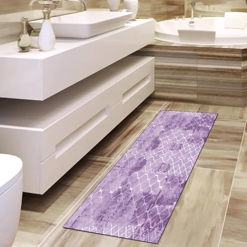 Alfombra larga lila 60x220 cm vintage lavable por metros para pasillo casa 4