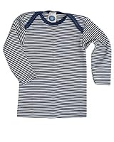 Cosilana, Baby Unterhemd Langarm, 70% Wolle 30% Seide (Marine Geringelt, 62-68)