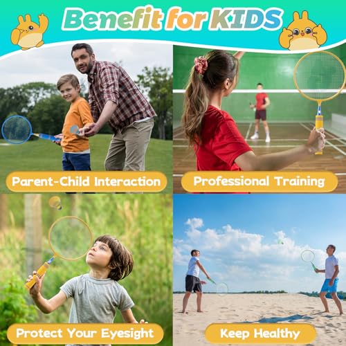 Upgraded 6 Pack Kids Badminton Rackets Set with Soft Grip, Oversize & Lightweight Shuttlecocks Racquet with 2 Carry Bag and 12 Shuttlecocks for Children Youth, 6 Player Sport Game for Outdoor Backyard - Thumbnail 2