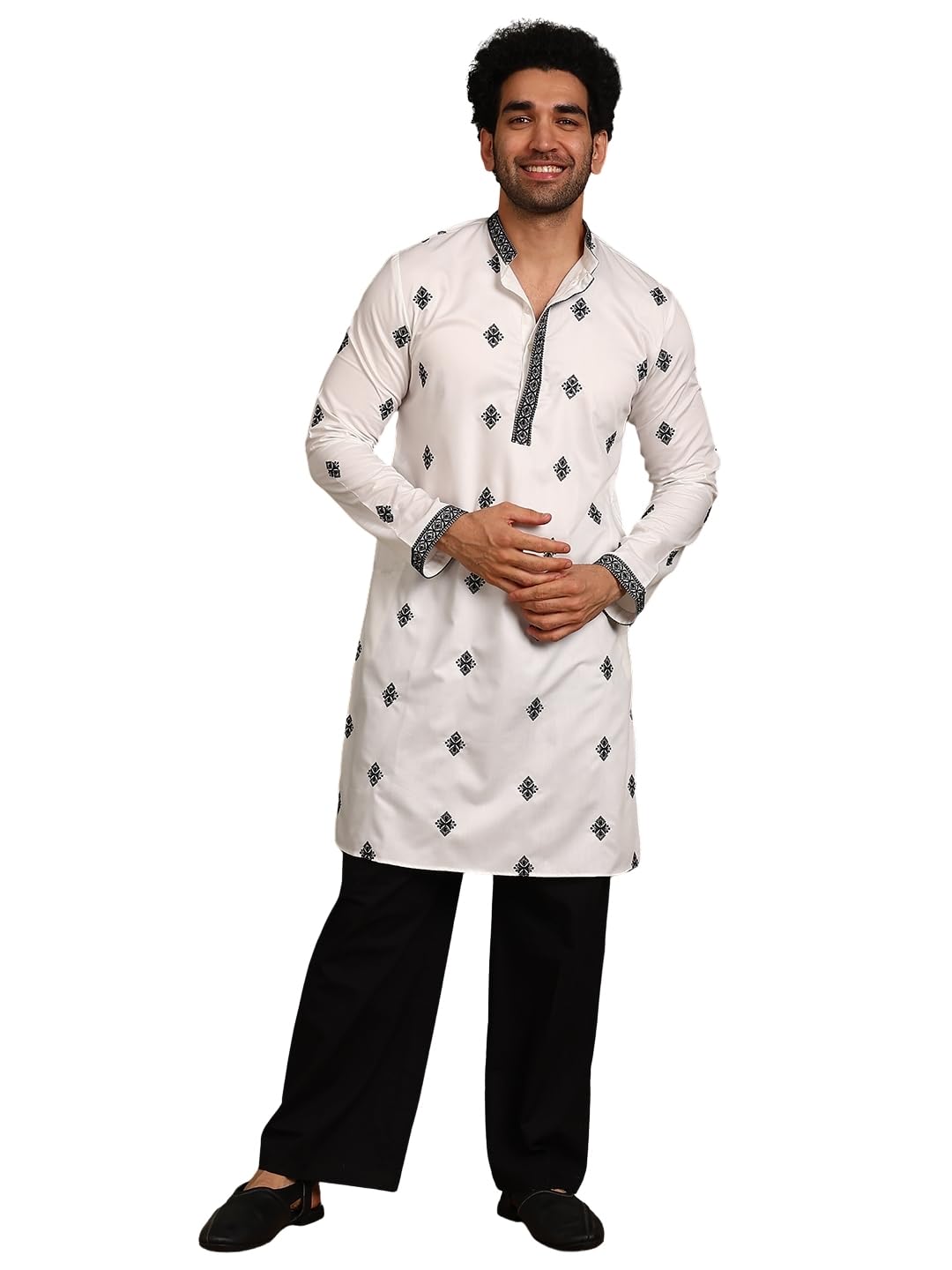 Men Satin Embroidered work Straight Printed Kurtas With Pyjama| Fit : Regular Fit | Coller : Mandarin/Chinese Collar | Coord Set | Straight Fit-image-29