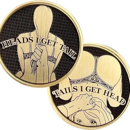 funny heads and tails challenge coin  double-sided lucky token  heads i get tail tails i get head  humor gift for couples collectors birthdays and special occasions