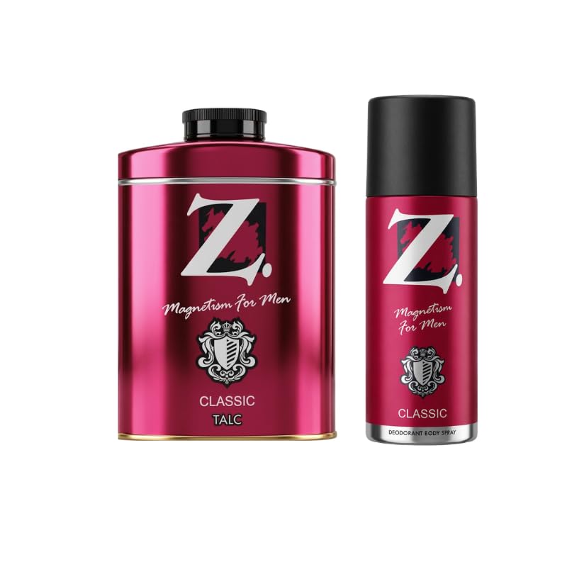 Image of Z Magnetism Classic Deodorizing Talcum Powder 200g & Deo for Men 150ml | Signature Woody & Musky Fragrance | Fights Body Odor with Long Lasting Freshness | Suitable for All Skin Types (Combo Pack of 2)