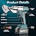 Cordless Sheet Metal Cutter, Metal Shear with 2×4.0Ah Battery, Brushless Electric Metal Cutting Scissors Tool, 360° Rotating Head, Variable Speed, Toolbox, for Cutting Stainless Steel & Iron Sheet