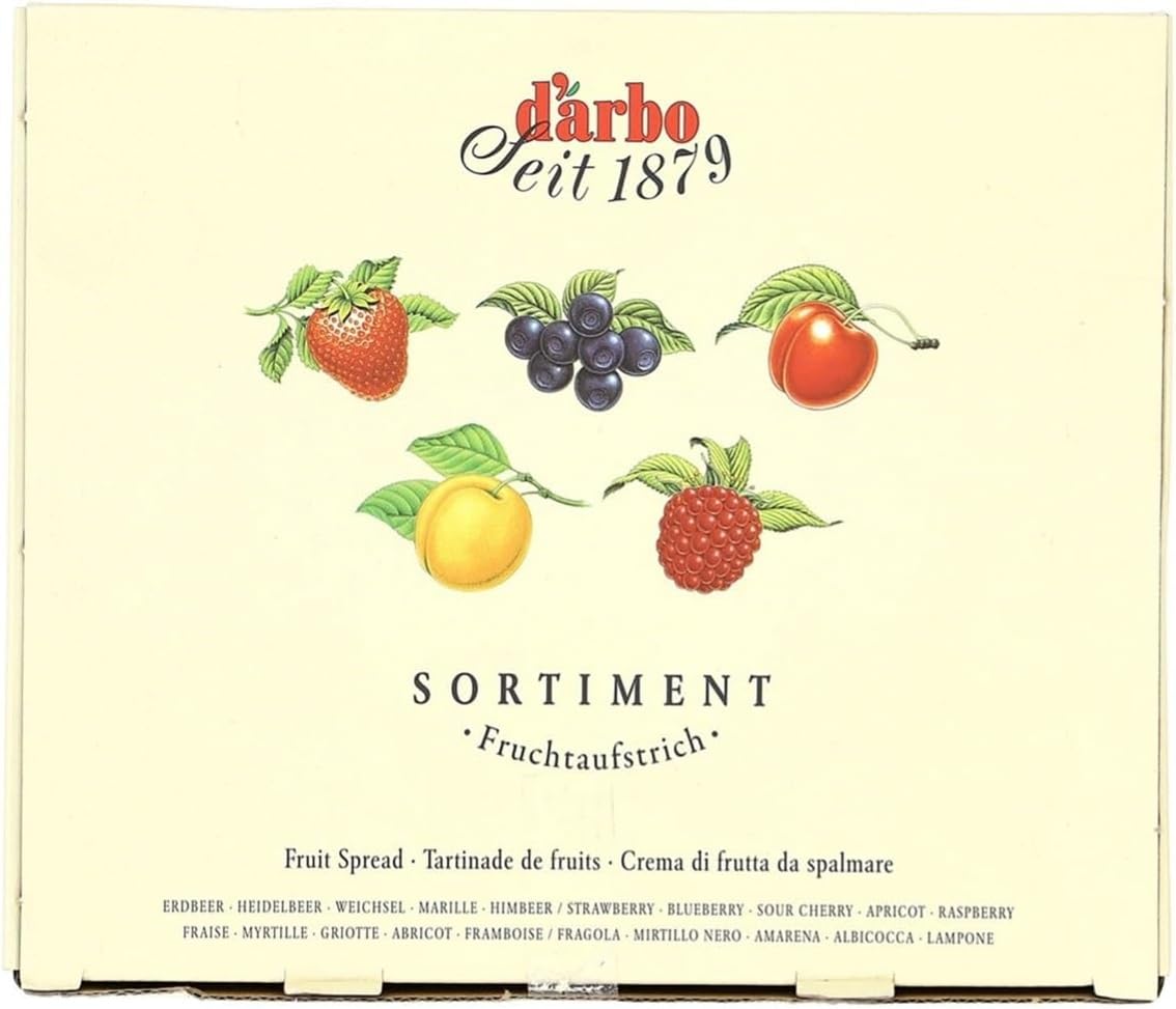 Darbo, Confetture Spalmabili Assortite, Mix di Marmellate Monoporzione al Lampone, Fragola, Albicocca, Ciliegia e Mirtillo Nero, 100 Confetture da 25 g, 20 Porzioni per Gusto, Formato Convenienza
