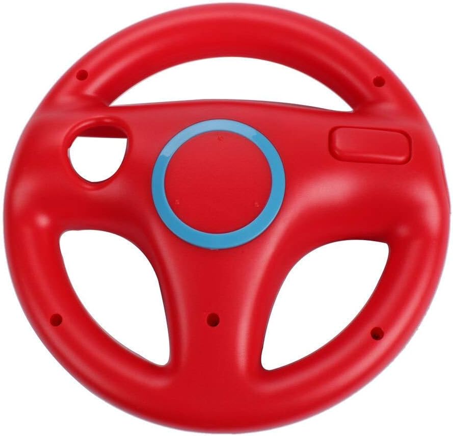 TheMax Red Wheel Steering wii Controller Design Stand Mario Kart Racing Game Steering Wheel Stand for Wii Game Controller (RED)