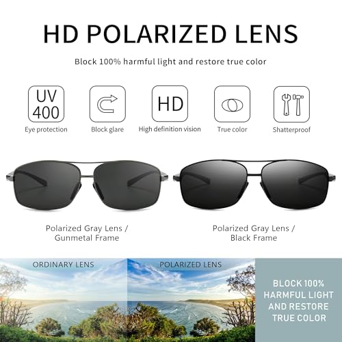 Image of SUNGAIT UV protection Ultra Lightweight Rectangular Polarized Sunglasses