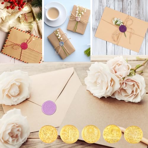HICOHAND Wachssiegel-Stempelköpfe, 12 Stück, Messing, magisches Thema, Siegelstempel, Ersatzköpfe, Wachsstempelkopf für Hochzeitseinladungen, Umschläge, Basteln, Umschläge, Versiegelung, Grußkarten,
