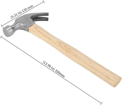 KEILEOHO 2 PCS 16oz Claw Hammer with Wooden Handle, 0.5kg Steel Nail Hammer, Wood Handle Hammer for Home Repair, DIY