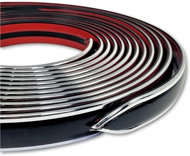 Vintage Style 1 1/8" x 26' Gloss Black + Chrome Body Side Trim Molding - Formed Pointed Ends Cowles Bold-LINE (2 Strips of 13' with Finished Ends) 25-135-01 (Gloss Black)