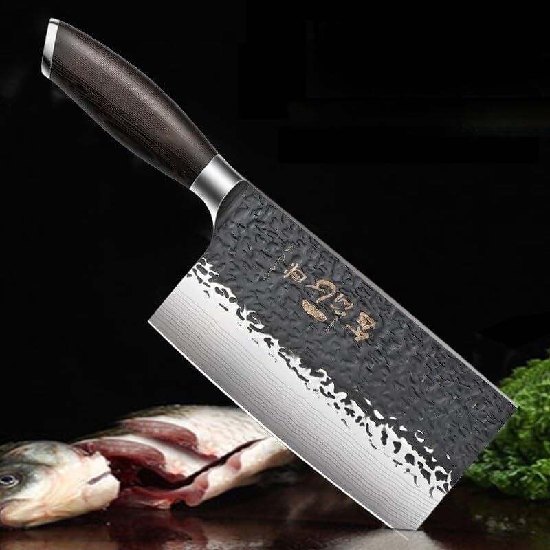 Meat Cleaver,Cleaver Knife 7 Inch Kitchen Knife Manganese Steel Cutting Knife For Chefs Super Sharp Home Cutting Knife Slicing Knife, LAMAJIGA5844