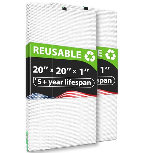 REair 20x20x1 Air filter Pro Kit, Washable and Reusable Air Filter 20x20x1 for AC HVAC Furnace, MERV 8 Air Filters Machine Washable & Dryer Friendly, AC Furnace Air Filter, Include 2 Filters&1 Frame