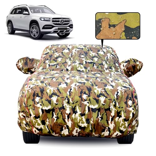 Image of 100% Waterproof Car Body Cover for Volvo XC 60 with Mirror Pocket, Soft Cotton Lining, Triple Stitched, Full Bottom Elastic (Heat Resistant Jungle Print with Red Piping)
