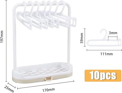 Miniatura 2 de SUPERFINDINGS Perchero de plástico para muñecas con 10 piezas de colgador de ropa blanco mini soporte de exhibición de ropa para vestimenta