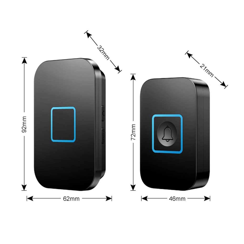 Timbre Inalámbrico Resistente Al Agua, Timbre Inalámbrico Con Control Remoto Tipo Buscapersonas, Alcance De 300 M / 52 Melodías / 5 Niveles De Ajuste De Volumen, 2 Transmisores Y 6 Receptores, Blanco