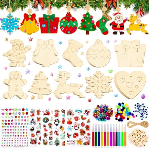 TLDNZXY Holzanhänger zum Bemalen Weihnachten, 358 Stück...
