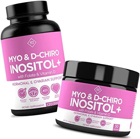 Premium Inositol Supplement Bundle - Myo-Inositol and D-Chiro Inositol Plus Folate and Vitamin D - Capsule & Powder - Hormone Balance & Healthy Ovarian Support for Women - Vitamin B8 - 60 Day Supply
