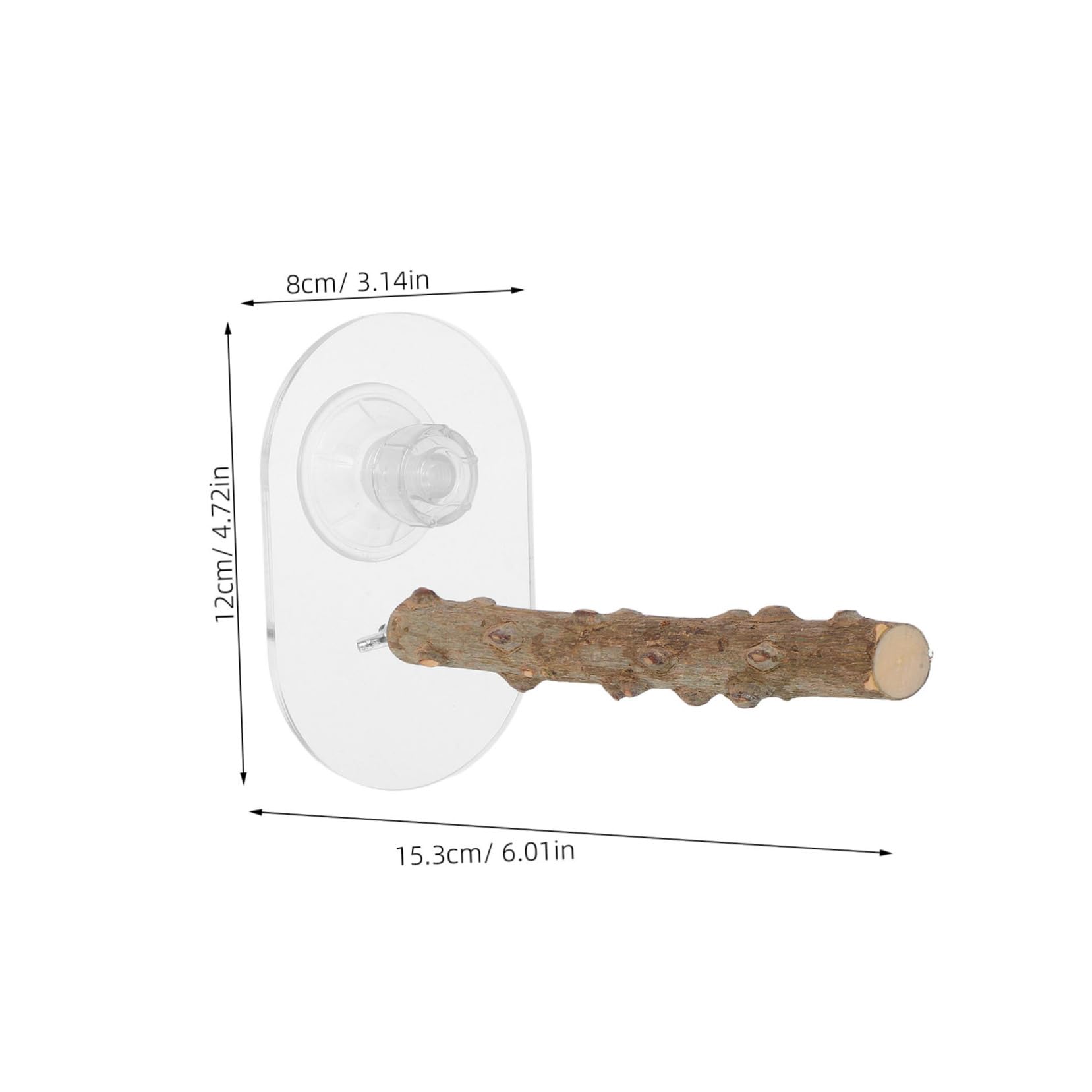 POPETPOP Natural Wood Bird Stand with Suction Cup Safe Textured Perch Platform for Cockatiels Parakeets Budgies Sturdy Birdcage Accessories for Enhanced