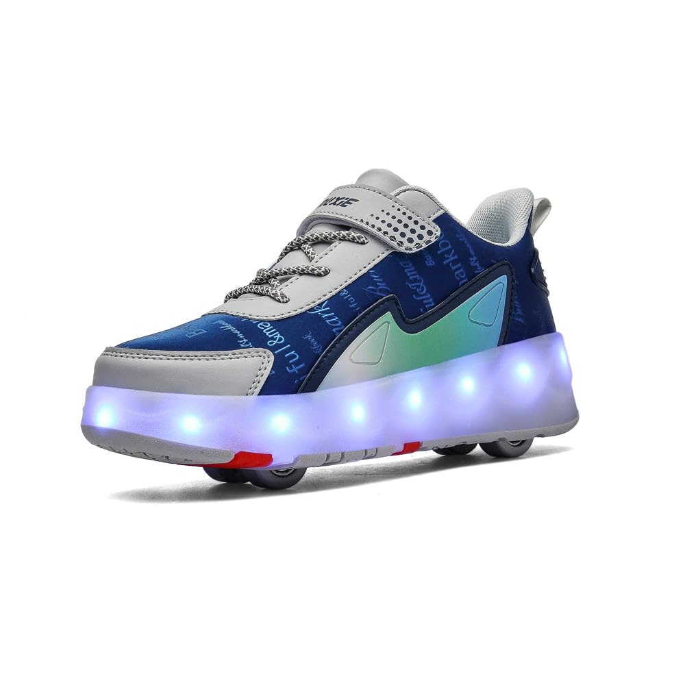 Sneaker per Bambini,Scarpe da Skateboard a Due Ruote,Luce a Cambio Colore Regolabile,Ricarica USB,universali per Ragazzi e Ragazze,Nero Rosa Oro Argento 27–40 EU