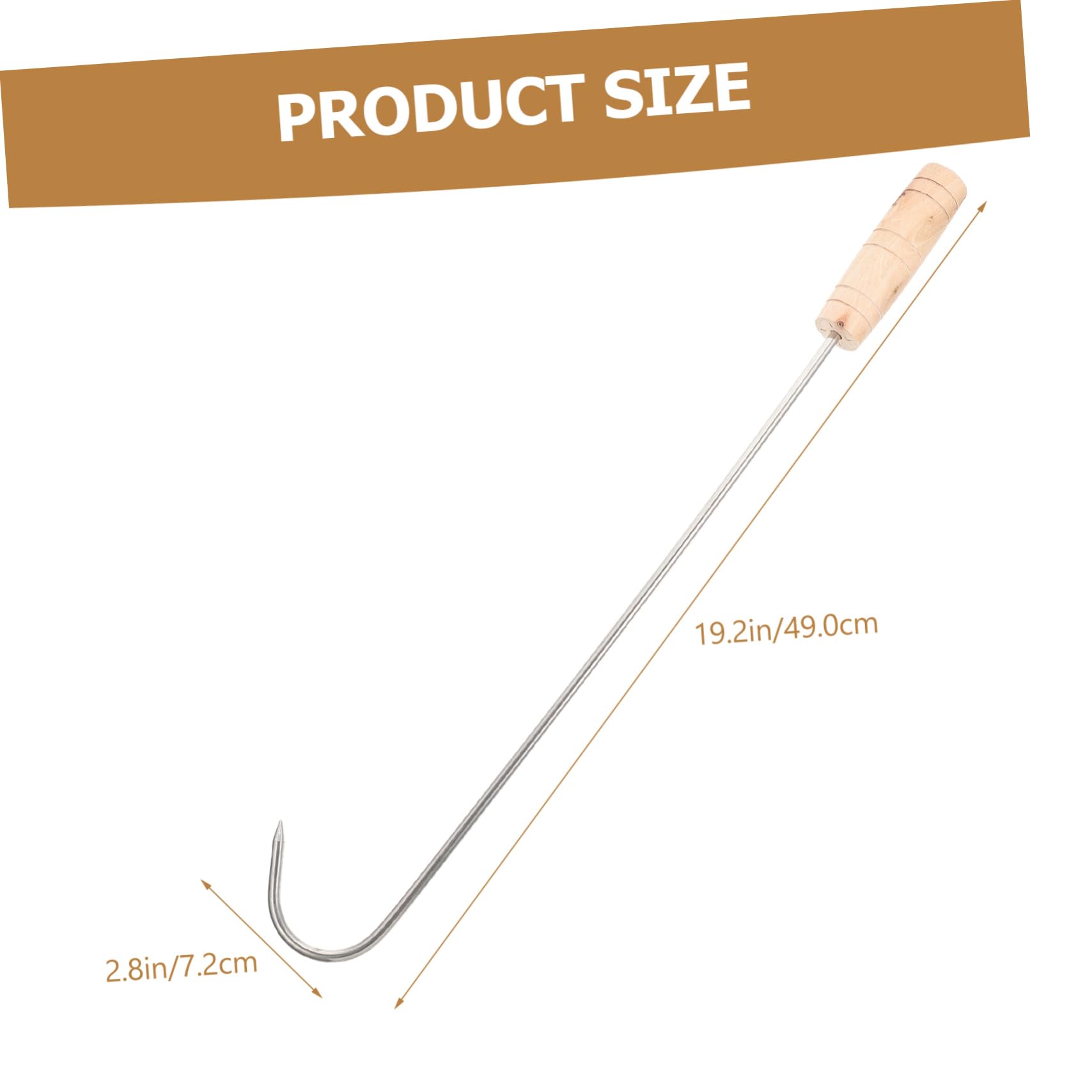 Garneck 3pcs Meat Hooks Handle Roasting Sticks for Lightweight Design for Easy Handling for Butchering Grilling Meat