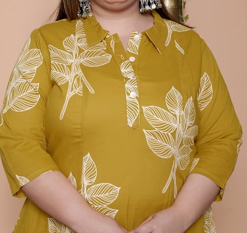 Image of NISHIRE Women's Cotton Floral Co-ord Kurta Set, Plus Size Stylish Ethnic Wear Set