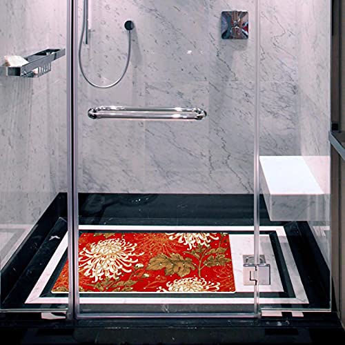 Tapetes de baño de crisantemo con ventosas lavables a máquina 6