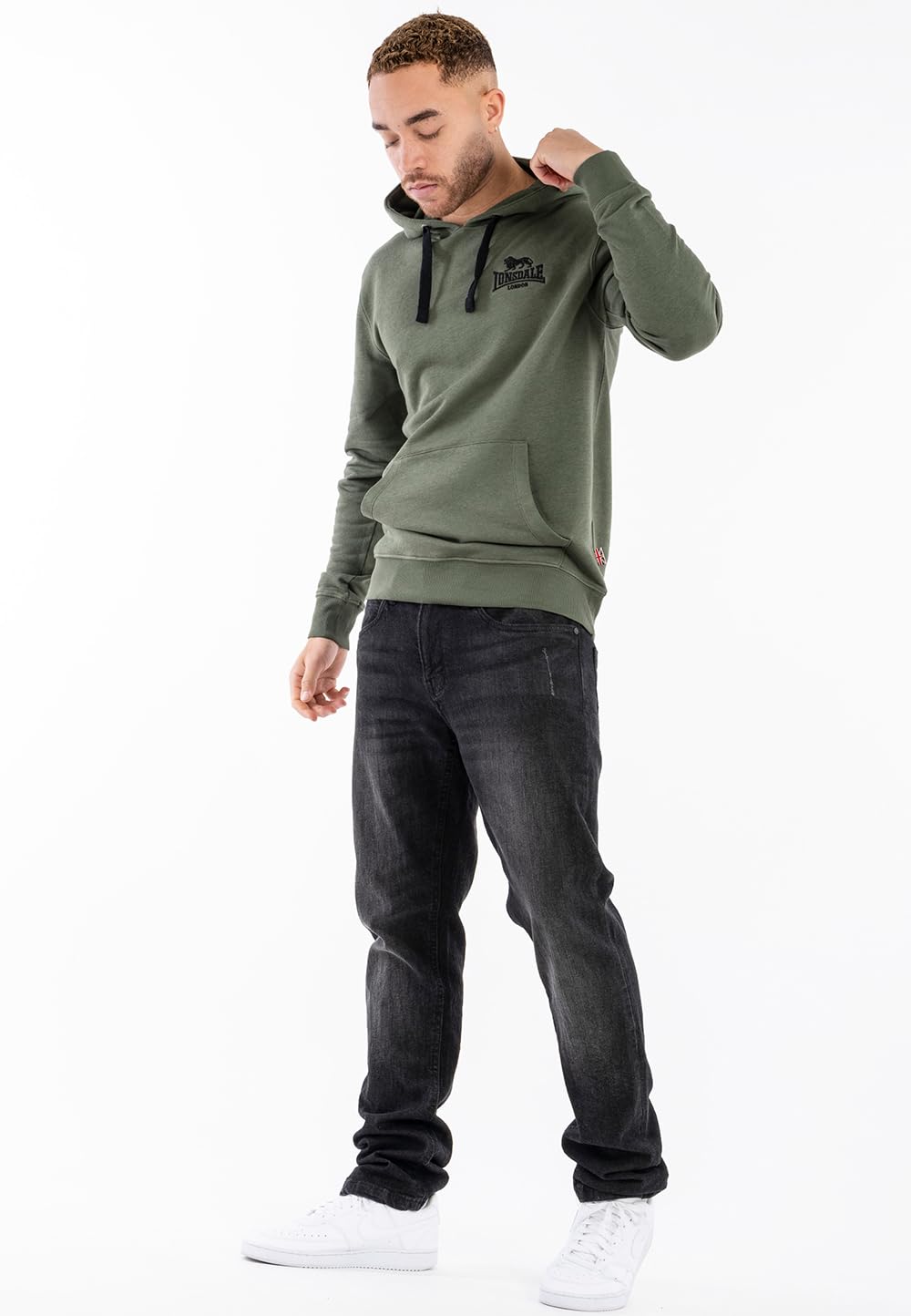 Lonsdale London MAYWICK Hombre Sudadera con Capucha Aceituna Regular