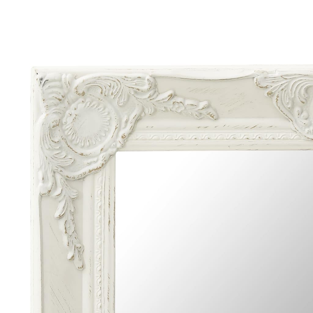Specchio da parete bianco con bordo smussato, stile barocco, 50 x 50 cm, cornice decorativa in legno anticato, pronto da montare
