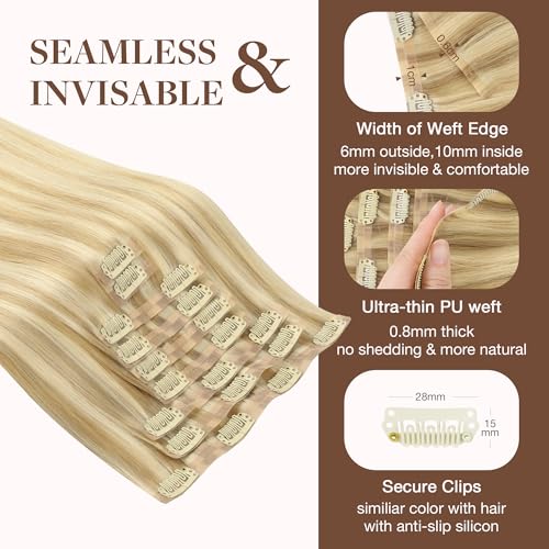 Image of GOO GOO Seamless Clip in Hair Extensions Real Human Hair Remy Extensions