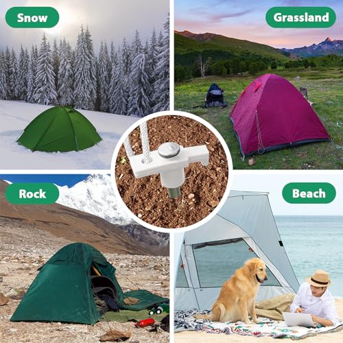Image of Eurmax USA 10-Pack Secure Protection Galvanized Tent Stakes,Rust-Proof Steel Canopy Anchors for High Winds,Heavy Duty Commercial Ground Pegs for Camping,Pop Up Tents&Gazebos - Includes 4x10ft Ropes