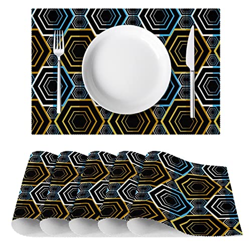 Set de table hexagonal losange anthracite lot de 6 pièces antidérapantes pour repas moderne