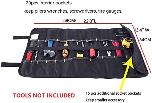 Empty tools pocket roll up pouch/men heavy duty pocket canvas wrench for men/small socket/screwdriver Pliers roller compartments organisers/ratsche wrap/Holes case