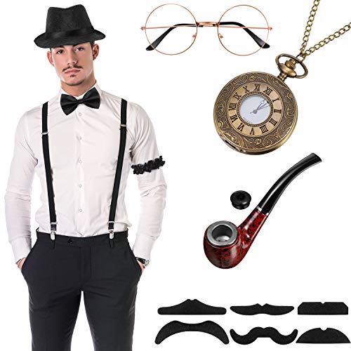 image for SATINIOR 1920s Men Costume Accessories Set Roaring Retro Gangster Cost