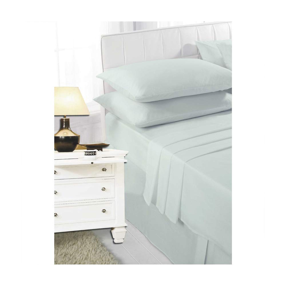 De Lavish Polycotton Sheet Set SuperKing Size Bed Plain Dyed Bedding Set Includes 1 Fitted Sheet + 1 Flat Sheet + 2 Pillowcases, Duck Egg