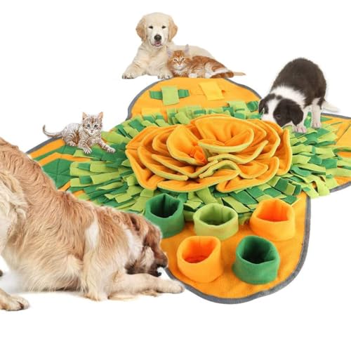 Xummi Tappeto da fiuto per cani e gatti, lavabile, pieghevole, antiscivolo, giocattolo intelligente, per animali domestici, cani, gatti (arancione)
