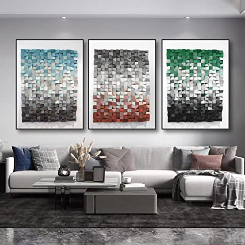 Toile peintures 3D vision bloc de couleur affiche abstrait moderne décoration murale salon
